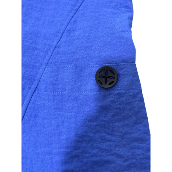 Ali Miles Womens Tunic Blue V-Neck Layered Hem Top Roll-Tab Sleeves Size XL - Picture 3 of 9